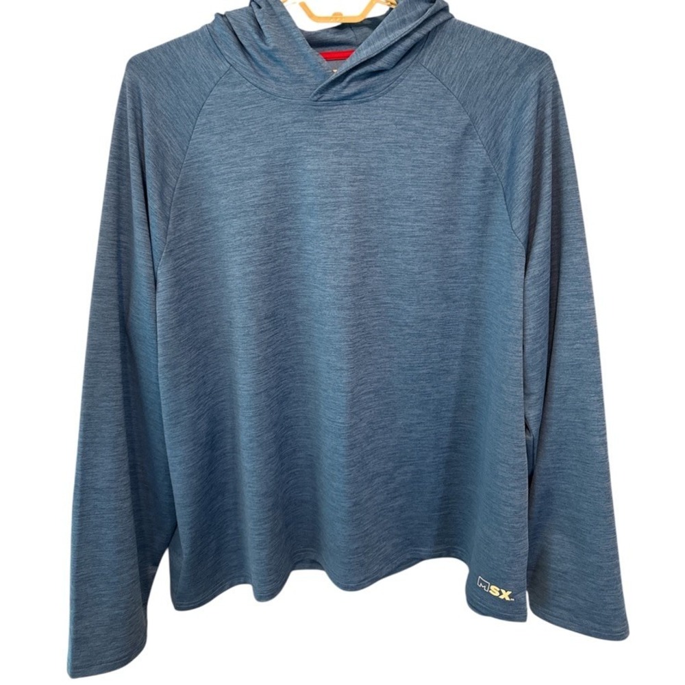 MSX Michael Strahan Mens 2X Blue Heathered Performance Hoodie 4-Way Stretch P100